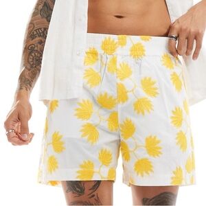 ASOS White Short with Yellow Embroidery